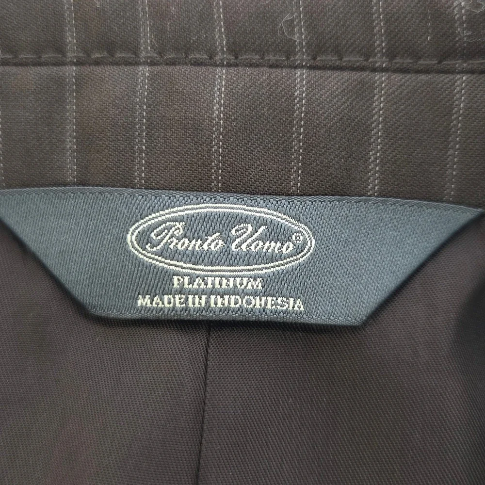 Pronto Uomo Platinum Mens Brown Pinstripe 3 Button Blazer‎ Suit Jacket Excellent